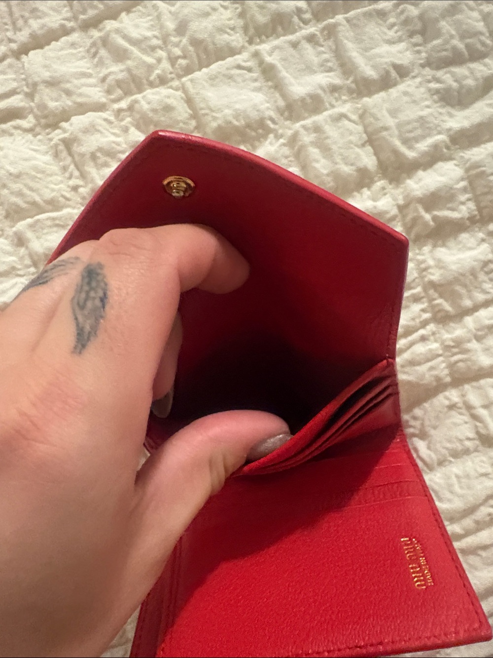 Miu Miu Pink Leather Envelope Wallet with Red Heart - Picture 13 of 15